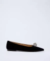 Ann Taylor Pointy Toe Embellished Velvet Flat In Black