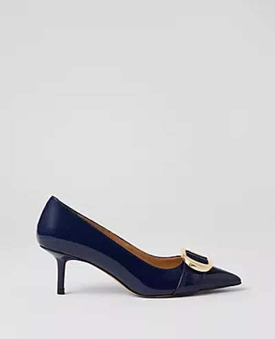 Ann Taylor Pointy Toe Patent Buckle Pumps In Night Sky