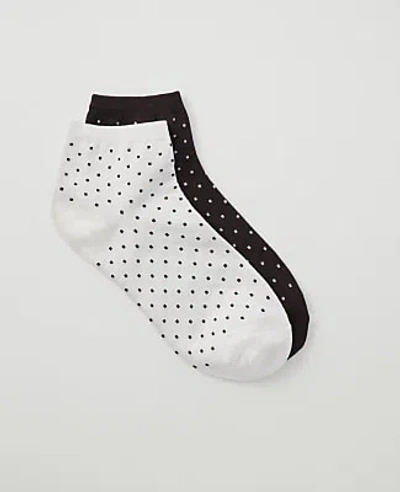 Ann Taylor Polka Dot Ankle Sock Set In French Mocha
