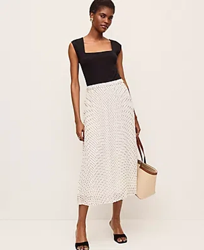 Ann Taylor Polka Dot Chiffon Midi Skirt In White