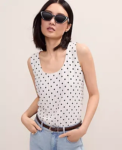 Ann Taylor Polka Dot Mixed Media Tank Top In Multi