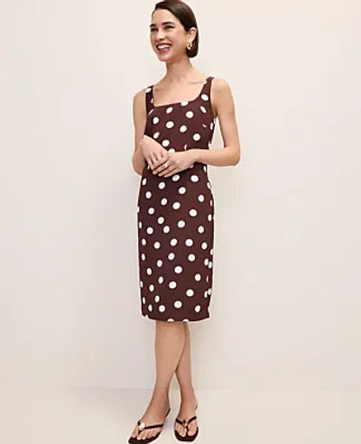 Ann Taylor Polka Dot Square Neck Sheath Dress In Multi