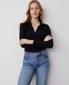 Ann Taylor Polo Popover Top In Black