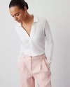 Ann Taylor Polo Popover Top In White