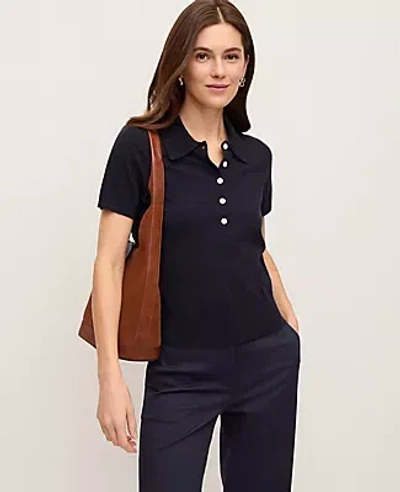 Ann Taylor Polo Sweater In Black
