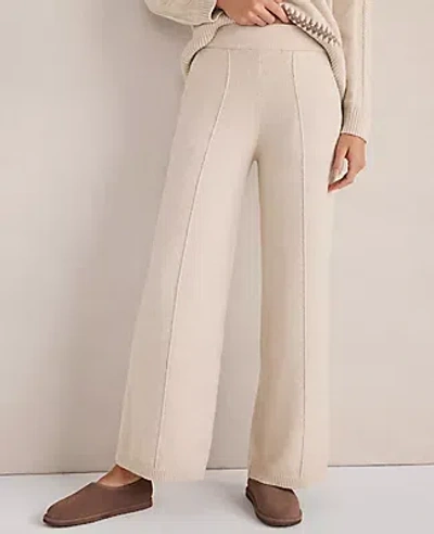 Ann Taylor Polylana Pintuck Wide Leg In Neutral