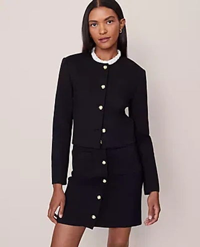 Ann Taylor Ponte Crew Neck Jacket In Black