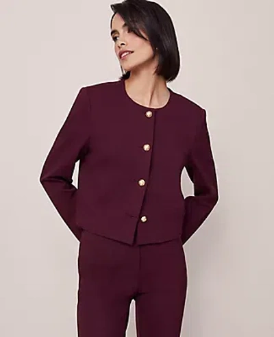 Ann Taylor Ponte Crew Neck Jacket In Purple