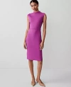 Ann Taylor Petite Ponte Mock Neck Sheath Midi Dress In Fresh Fuchsia