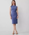 Ann Taylor Petite Ponte Mock Neck Sheath Midi Dress In Precious Sapphire
