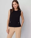 Ann Taylor Ponte Patch Pocket Top In Black