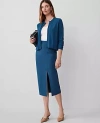 Ann Taylor Ponte Pull-on Slit Pencil Skirt In Underwater Teal