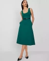 Ann Taylor Ponte Sleeveless Midi Dress In Fresh Evergreen