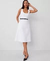 Ann Taylor Ponte Sleeveless Midi Dress In White
