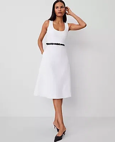 Ann Taylor Ponte Sleeveless Midi Dress In White