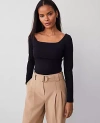 Ann Taylor Ponte Square Neck Top In Black