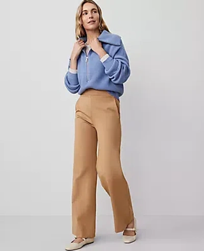 Ann Taylor Ponte Straight Leg Pant In Perfect Camel