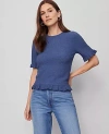 Ann Taylor Popcorn Knit Ruffle Trim Blouse