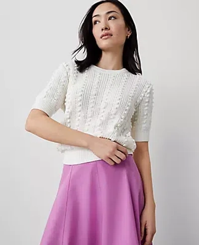 Ann Taylor Popcorn Stitch Sweater Tee In Winter White