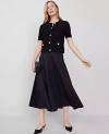 Ann Taylor Poplin Gored Midi Skirt In Black