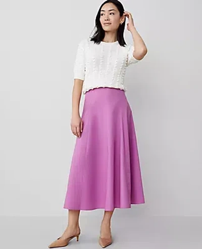 Ann Taylor Poplin Gored Midi Skirt In Orchid Glow
