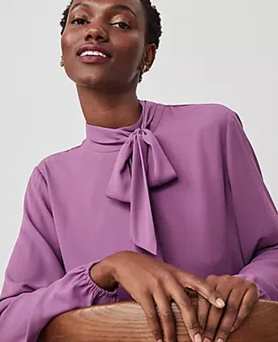 Ann Taylor Popover Top Bow Blouse In Wisteria Shadow