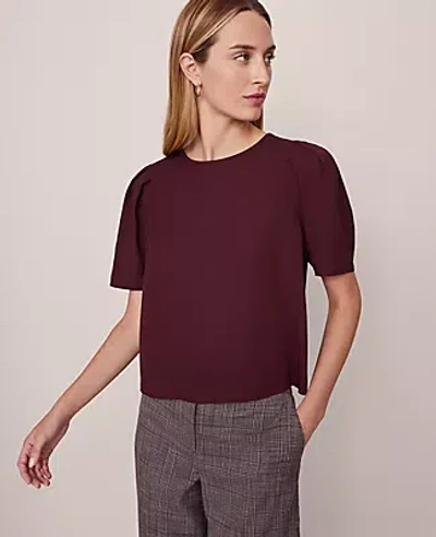 Ann Taylor Puff Sleeve Blouse In Purple