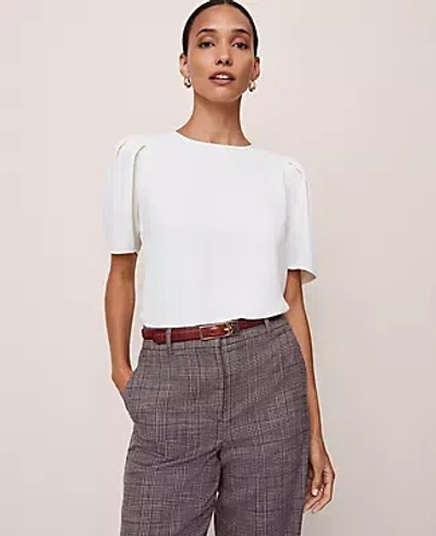 Ann Taylor Puff Sleeve Blouse In White