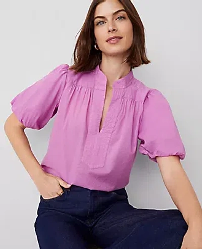 Ann Taylor Puff Sleeve Popover Top In Orchid Glow