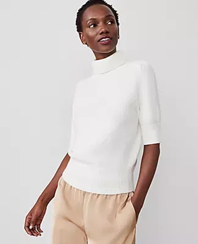 Ann Taylor Puff Sleeve Sweater In Winter White