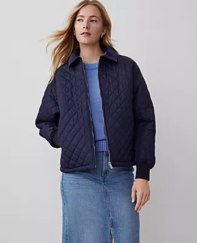 Ann Taylor Quilted Bomber Jacket In Night Sky