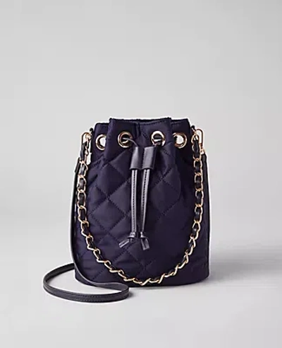 Ann Taylor Quilted Drawstring Bucket Bag In Pure Sapphire
