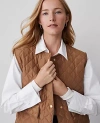 Ann Taylor Quilted Puffer Vest In Cappuccino Tan