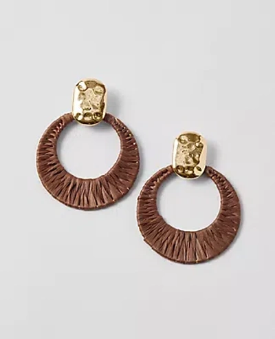 Ann Taylor Raffia Wrapped Hoop Earrings In Brown
