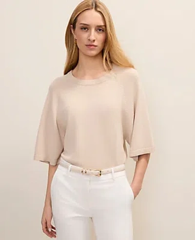 Ann Taylor Raglan Crew Neck Sweater In Brown