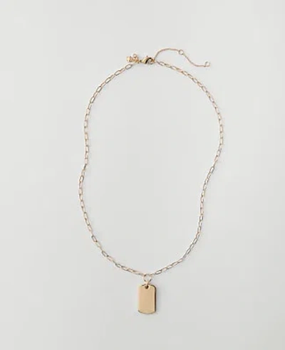 Ann Taylor Rectangle Pendant Necklace In Gold