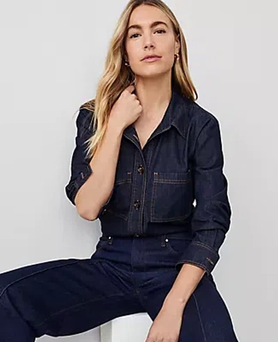 Ann Taylor Relaxed Chambray Shirt In Dark Chambray