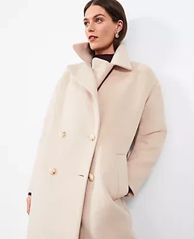 Ann Taylor Relaxed Cocoon Double-breasted Coat In Butter Pecan Melange
