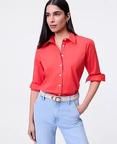 Ann Taylor Relaxed Perfect Shirt In Red