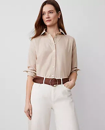 Ann Taylor Relaxed Perfect Shirt In Toasted Oat