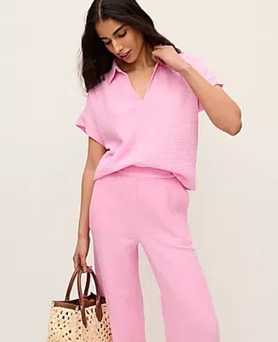 Ann Taylor Relaxed Split Neck Blouse In Pink