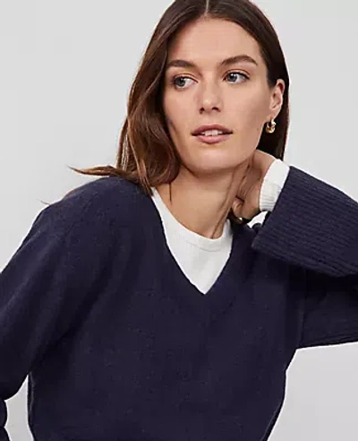 Ann Taylor Relaxed V-neck Sweater In Night Sky