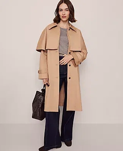Ann Taylor Removable Cape Trench Coat In Brown