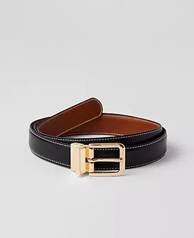 Ann Taylor Reversible Leather Belt In Black