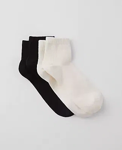 Ann Taylor Ribbed Ankle Sock Set In Black