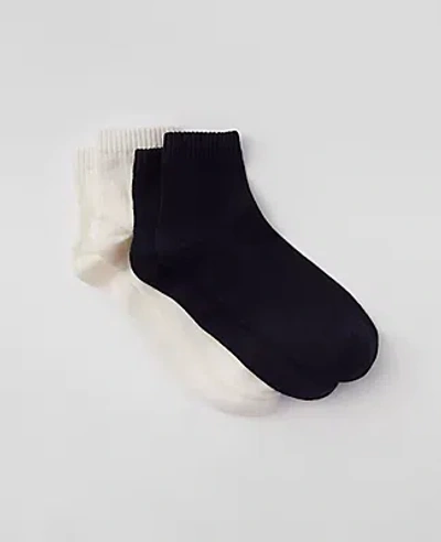 Ann Taylor Ribbed Ankle Sock Set In Night Sky