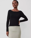 Ann Taylor Ribbed Boatneck Sweater In Black