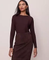 Ann Taylor Ribbed Boatneck Sweater In Brown