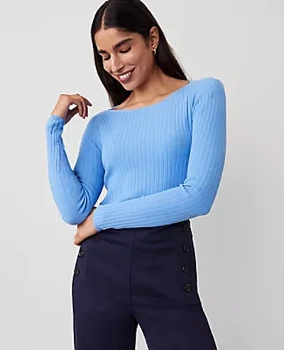 Ann Taylor Ribbed Boatneck Sweater In Clear Skies