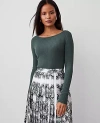 Ann Taylor Ribbed Boatneck Sweater In Dried Cilantro